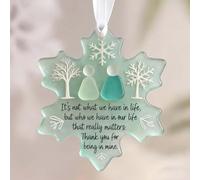 Ornement Suspendu en Verre de mer Forme Flocon Neige - décor d'arbre noël d'amitié Fait à la Main pour Cadeau Meilleur ami décoration Souvenir d'hiver Maison Ceramics