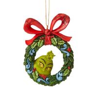 Ornement suspendu Enesco Jim Shore Le visage du Grinch regardant travers une couronne 3,54"" H Multicolore pour No l