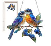 Ornement suspendu pour fenêtre d'oiseaux - Objets de collection colorés avec chaîne, décoration à suspendre, pièce maîtresse d'oiseaux plats pour les fêtes de vacances, avec présentoir ďe décoration p
