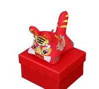 Ornement tigre en tissu fait main, Handmade Cloth Tiger Sachet Embroidery Pouch Empty Finished Multicolor Home Decor(Red)