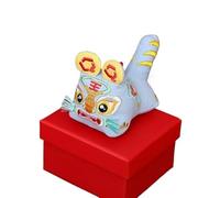 Ornement tigre en tissu fait main, Handmade Cloth Tiger Sachet Embroidery Pouch Empty Finished Multicolor Home Decor(Light Blue)