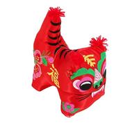 Ornement tigre en tissu fait main, Traditional Chinese Folk Art Cloth Tiger Embroidery Zipper Ornament Multicolor(Red)