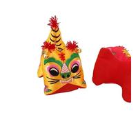 Ornement tigre en tissu fait main, Traditional Chinese Folk Art Cloth Tiger Embroidery Zipper Ornament Multicolor(Yellow)