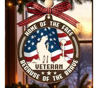 Ornement vétéran - Ornements vétérans, ornements de l'armée pour sapin de Noël - Cadeaux militaires américains pour homme - Ornement en bois à 2 couches avec carte d'histoire 2025