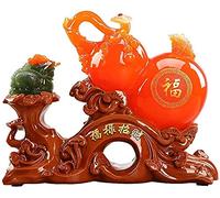Ornement WU Lou/Hu Lu Statue d'ornements Chinois à Collection avec Argent Frog Prosperity Home Decoration Sculpture Luck Best Houseming Félicitations Gift 427 (Couleur: Rouge)
