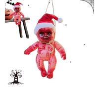 Ornement zombie pour sapin de Noël, poupée zombie de sauge suspendue effrayante avec corde, décoration à suspendre pour Halloween, fête des fantômes de la résurrection, poupée d'elfe zombie