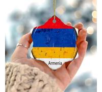 Ornements à suspendre Arménie - Drapeau des pays du monde - Festival international - Décoration de Noël - Décoration de vacances - En céramique - Double face - Pour enfants, filles, fils
