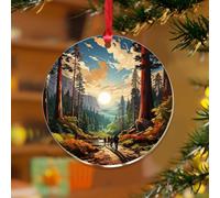 Ornements à suspendre au parc national de Sequoia, paysage naturel, souvenir unique, disques en acrylique transparent, aquarelle, affiche d'art de voyage, souvenir pour décoration d'arbre de Noël