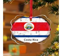 Ornements à suspendre du Costa Rica - Drapeau du monde mondial - Pour voyage - Disques en acrylique transparent - Drapeaux de pays européens - Asie - Afrique - Boule de Noël pour décoration d'arbre de