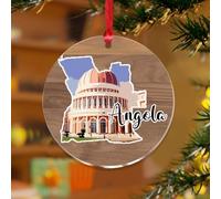 Ornements à suspendre en Angola - Monument de l'Explorateur du monde - Unique - Disques en acrylique transparent - Image d'horizon - Peinture de ville - Boule de Noël pour décoration de sapin de Noël