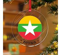 Ornements à suspendre en Birmanie - Drapeaux de pays nationaux - Marin - Souvenir rond - Disques en acrylique transparent - Cadeau nautique - Pendentif pour décoration d'arbre de Noël - Plaque de nom