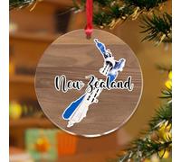 Ornements à suspendre en Nouvelle-Zélande - Image de ville - Peinture unique souvenir - Disques acryliques transparents - Affiche du monde urbain - Multicolore - Décoration d'arbre de Noël - Plaque de