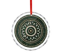 Ornements à suspendre en verre à motif mandala vert à perles pour sapin de Noël