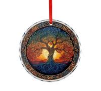 Ornements à suspendre en verre cristal motif arbre de vie mystique lever de soleil pour décoration d'arbre de Noël