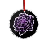 Ornements à suspendre en verre de cristal avec fleurs violettes lumineuses pour décoration de sapin de Noël