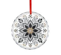Ornements à suspendre en verre mandala vintage pour sapin de Noël Gris