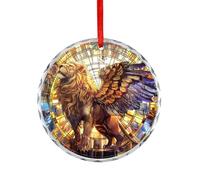 Ornements à suspendre en verre teinté lion ailé en cristal pour décoration de sapin de Noël