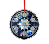 Ornements à suspendre en verre vitrail en forme de flocon de neige mandala géométrique pour décoration de sapin de Noël