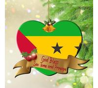 Ornements à suspendre « God Bless Sao Tomé-et-Principe » - Drapeaux européens - Ornement rond pour sapin de Noël - Souvenir - Drapeau national - Cadeaux nautiques - Boule de Noël en acrylique pour