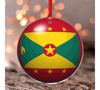 Ornements à suspendre Grenade Amérique latine, pays hispanique, européen, Asie, Afrique, Drapeaux ronds, Souvenir, Drapeau de pays patriotique, Boule de Noël en acrylique, Cadeau d'anniversaire pour