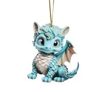 Ornements à Suspendre pour Bébé Dinosaure Mignon, Sculpture de Dinosaure Faite à La Main, Mignon Dessin Animé Dragon Voiture Pendentif 2D Plat Acrylique Arbre de Noël Pendentif
