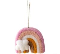 Ornements à suspendre pour sapin de Noël en feutre de laine népalais avec motif arc-en-ciel multicolore pour décoration festive saisonnière (C)