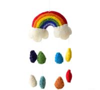 Ornements à suspendre pour sapin de Noël en feutre de laine népalais avec motif arc-en-ciel multicolore pour décoration festive saisonnière (G)