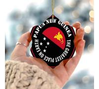 Ornements à suspendre « The Greatest Place on Earth » - Papouasie-Nouvelle-Guinée - Drapeaux de l'Afrique - Décoration ronde en céramique - Drapeaux nationaux - Boule de Noël pour les vacances