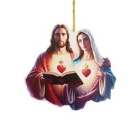 Ornements acryliques de Jésus pour la Voiture - Pendant Religieux avec cœur | Église de Maison résistante à la décoration de Noël en Acrylique, Amis de la Famille et Cadeaux