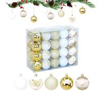 Ornements avec boules de Noël - 40 pièces assorties Ornements de Noël scintillants incassables, décorations avec boules décoratives | pour seuils intérieurs et extérieurs, fêtes de jardin, patio, por