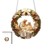 Ornements catholiques pour l'arbre de Noël | Ornements en Acrylique 2D chrétiens | Catcher Solaire Scènes de nativité gigantesque pour Les Femmes Souvenirs catholiques Hommes pour la Maison