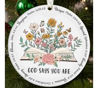 Ornements chrétiens pour femme - Cadeaux de club de lecture pour femme, ornements de livre pour sapin de Noël, décorations de Noël chrétiennes 2025, ornement « God Says You Are Faith », cadeaux