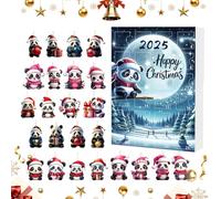 Ornements compte à rebours calendrier Noël, calendrier de compte à rebours 24 jours 2025, ornements de vacances pendentif panda acrylique 2D, pendentif de charme animal pour fenêtre examen de voiture