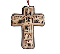 Ornements Croix de Nativité pour Arbre de Noël,Ornements Religieux en Bois pour Sapin | Fournitures de Fête pour École Salon Voiture Anniversaire Appartement Dortoire Salle de Classe