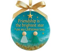 Ornements d'amis pour femme | Décoration d'intérieur souvenir en céramique | Pendentifs ronds intemporels pour Noël, sœur, collègue, famille, travail, Thanksgiving, fête d'anniversaire, vacances