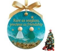 Ornements d'Amitié de Noël - Pendentif en Céramique D'Amitié - Ornements d'art Décoratifs pour Amis Pendant Les Fêtes - pour Thanksgiving Anniversaire Fête Vacances Université Sœurs Partenaires