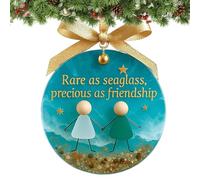 Ornements d'amitié - Pendentif en verre de mer, décoration souvenir faite à la main, breloque à suspendre cadeau pour sœur, arbre de Noël, catégorie de décoration de vacances haut de gamme, bureau