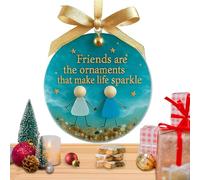 Ornements d'amitié - pendentif en verre de mer pour un souvenir significatif et fait à la main avec charme de vacances, décoration d'arbre de Noël pour sœur, partenaires, collège, club de lecture, ent