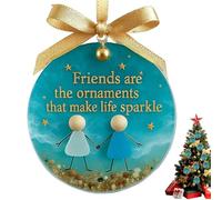 Ornements D'Amitié pour Amies,Pendentif d'Amitié en Verre de Mer,Ornements d'art Décoratifs pour Amis Pendant Les Fêtes - pour Hiver Anniversaire Fête Vacances Porche Table Sœurs