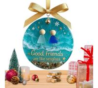 Ornements D'amitié pour Les Femmes Amies - Keemingsake en Verre De Mer Fait À La Main, Ornements De Suspension De Noël Uniques | Cadeau Sentimental pour Sœur, Partenaire, Amis De Collège