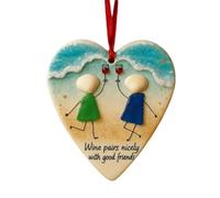 Ornements D'amitié pour Sapin De Noël | Art Décoratif 2D en Acrylique en Forme de Cœur | Pendentif d'Ami d'hiver,pour Femmes Collègues Vacances Maison Rétroviseur de Voiture Sapin de Noël Mur