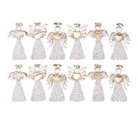 Ornements d'ange en Verre Transparent des Mini-Taille, 12pcs Transparence Suspendue en Verre Ange Art prière pour Le Sapin de Noël décoration Religieuse en Plein air intérieure
