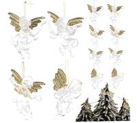 Ornements d'ange pour Arbre de Noël 12 pièces Ornements de Noël d'ange Transparents avec Aile dorée 2, 8 Pouces à Suspendre pour la Maison, la fête, Les Cadeaux