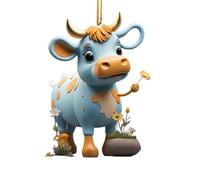 Ornements d'animaux de ferme, Décoration d'arbre de vache animal de bande dessinée, Décoration de maison double face avec lanière pour porte, sac d'école, ferme, fenêtre, arbres de Noël