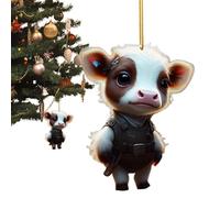 Ornements d'animaux de Ferme - Ornement d'arbre de Noël de Vache Animale de Bande dessinée | Décoration de Maison Double Face avec lanière pour Porte, Sac d'école, Ferme, fenêtre, Arbres de Noël