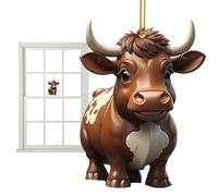 Ornements d'animaux de ferme,Pendentif de rétroviseur de décor de vache mignon | Décoration de maison double face avec lanière pour porte, sac d'école, ferme, fenêtre, arbres de Noël [video game]