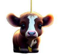 Ornements d'animaux de ferme - Pendentif de rétroviseur de vache de bande dessinée | Décoration de maison double face avec lanière pour porte, sac d'école, ferme, fenêtre, arbres de Noël [video game]