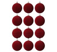 Ornements d'arbre de Noël - 12 pièces boules de décoration floquées en velours incassables, ornements à suspendre pour arbres de Noël intérieurs et extérieurs, chambre à coucher, fenêtre, magasin, déc