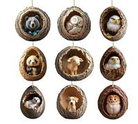 Ornements d'arbre de Noël Animaux,Décoration d'animaux en Acrylique Plat 2D pour Sapin de Noël | 9 Ornements Mignons Suspendus pour Rétroviseur Porte-clés Sac à Dos Décorations