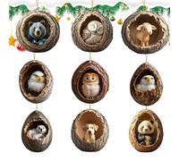 Ornements d'arbre de Noël Animaux,Ornements en Acrylique 2D Saisonniers à Thème Animal pour Sapin de Noël - pour Porte-Clés Sac à Dos Mur Fenêtre Rétroviseur Décoration Fêtes
